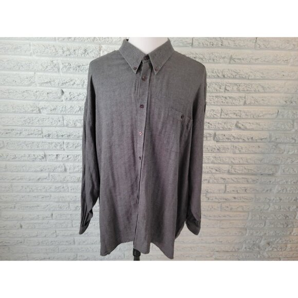 Cotton Works Men Shirt 4X Long Sleeve Gray Button Up Single Needle Tailor GRA86E - Picture 1 of 8
